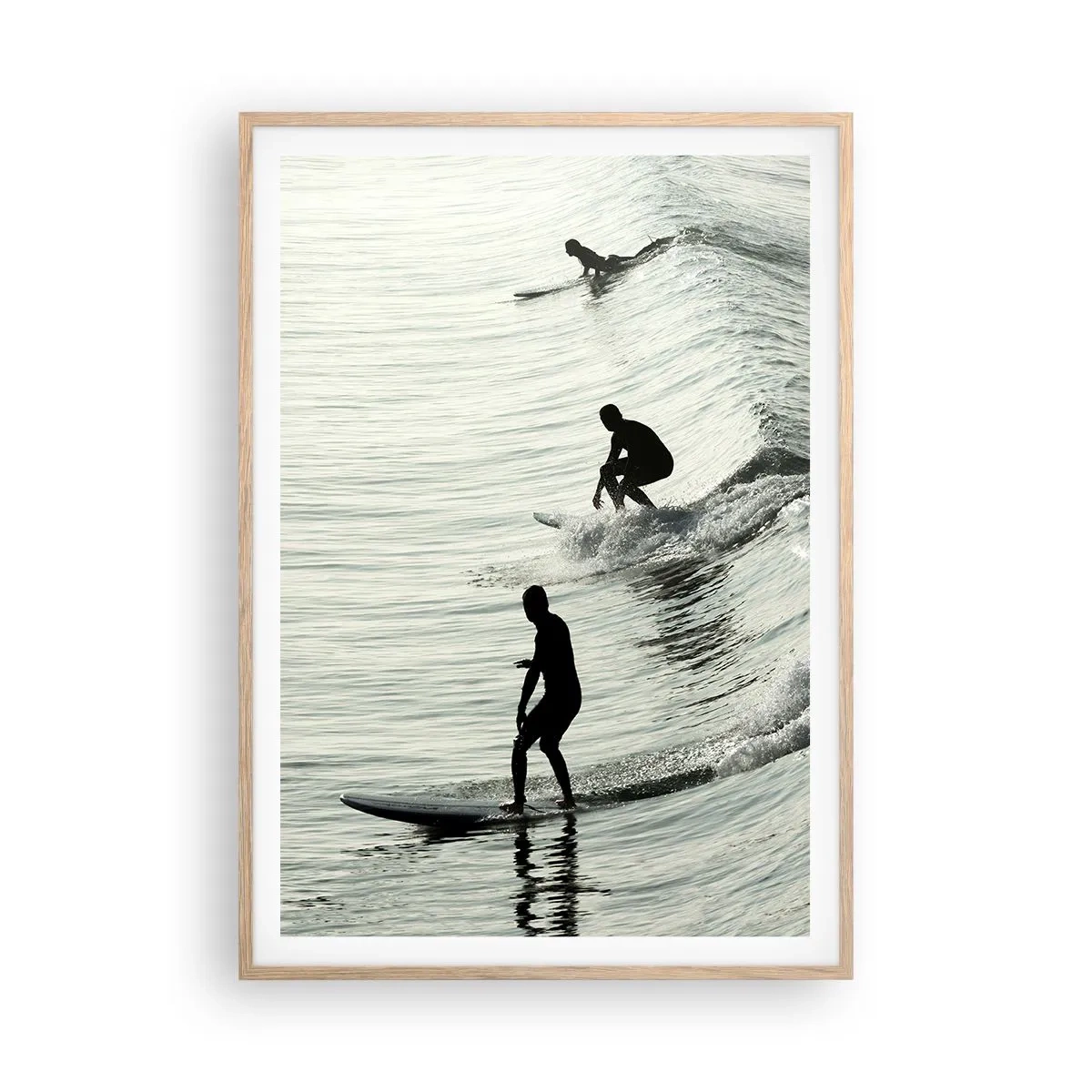 Poster in einem Rahmen aus heller Eiche - Gegen die Welle - 70x100 cm
