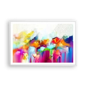 Poster in einem weißen Rahmen - Der Regenbogen ist aufgeblüht - 91x61 cm