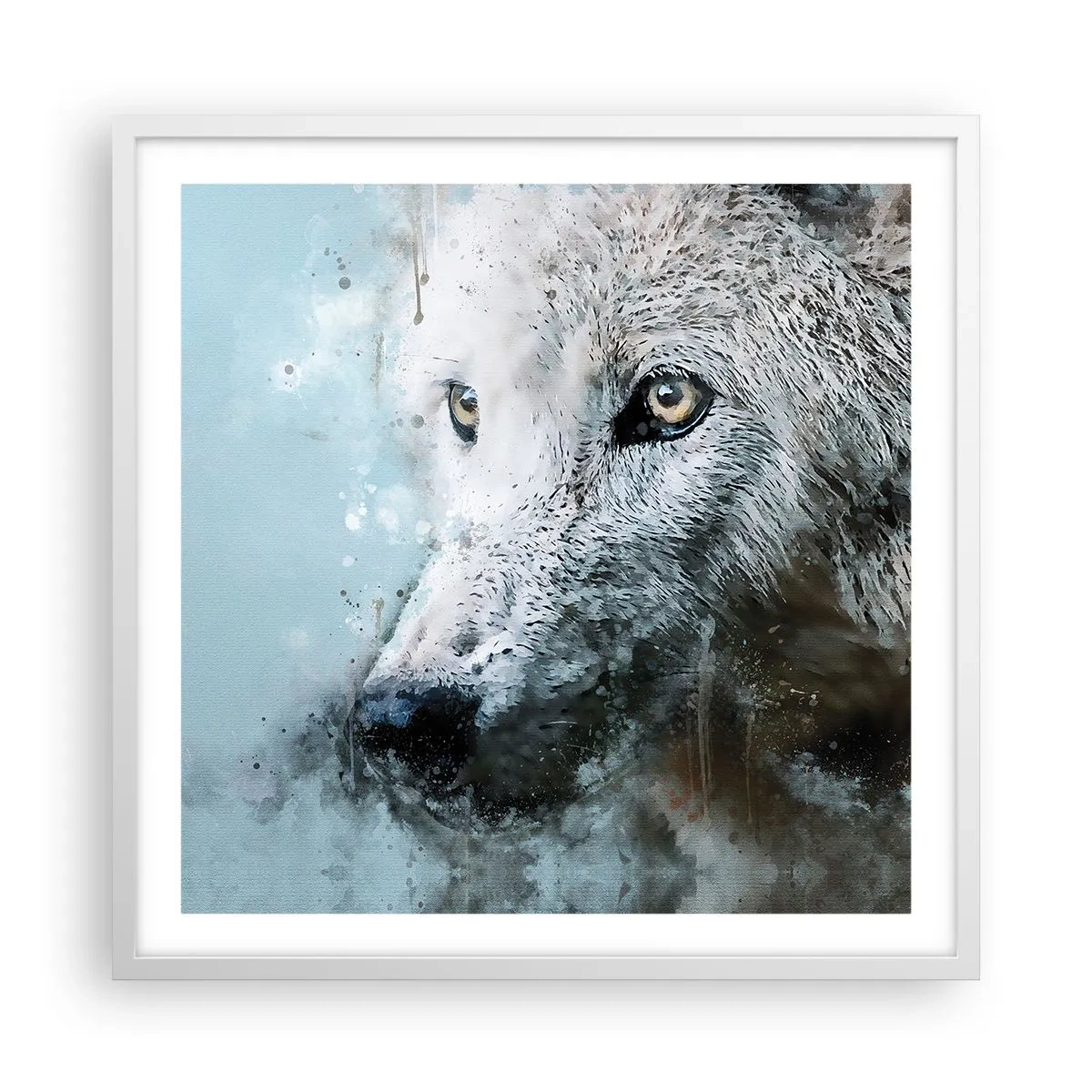 Poster in einem weißen Rahmen - Lerne die Wolfsseele kennen - 60x60 cm