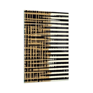 Glasbild - Bild auf glas - Abstrakte Linien in Schwarz, Beige und Weiß - 70x100cm - Architektonische Abstraktion - Moderne Wanddekoration für Wohnzimmer und Schlafzimmer ARTTOR