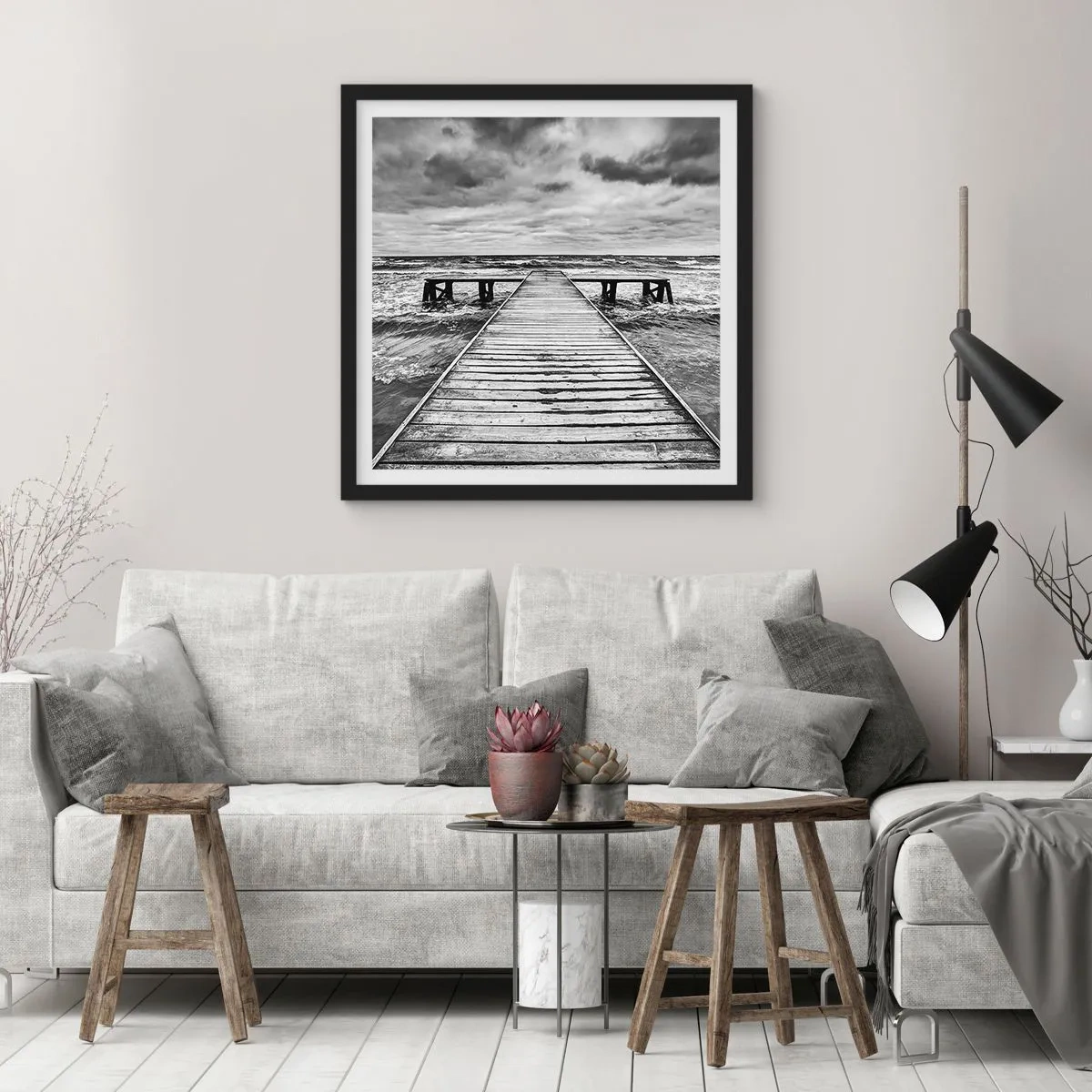 Poster in einem schwarzem Rahmen - Ich warte darauf, dass der Wind wegjagt... - 30x30 cm