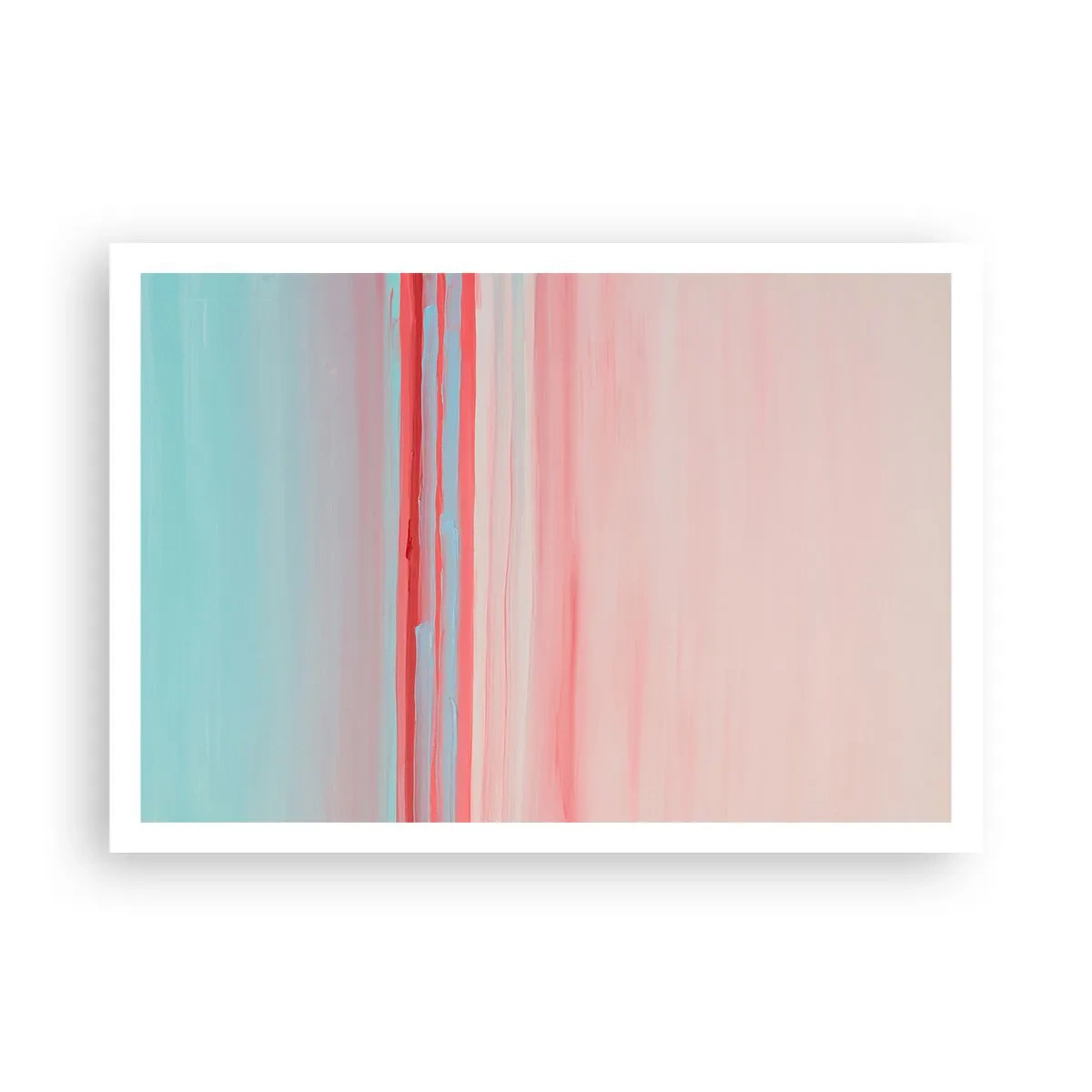 Poster - Pastellfarbene Linien in Rosa- und Blautönen in einer minimalistischen Komposition - 100x70cm - Abstraktion im Morgengrauen - Moderne Wanddekoration für Wohnzimmer und Schlafzimmer ARTTOR