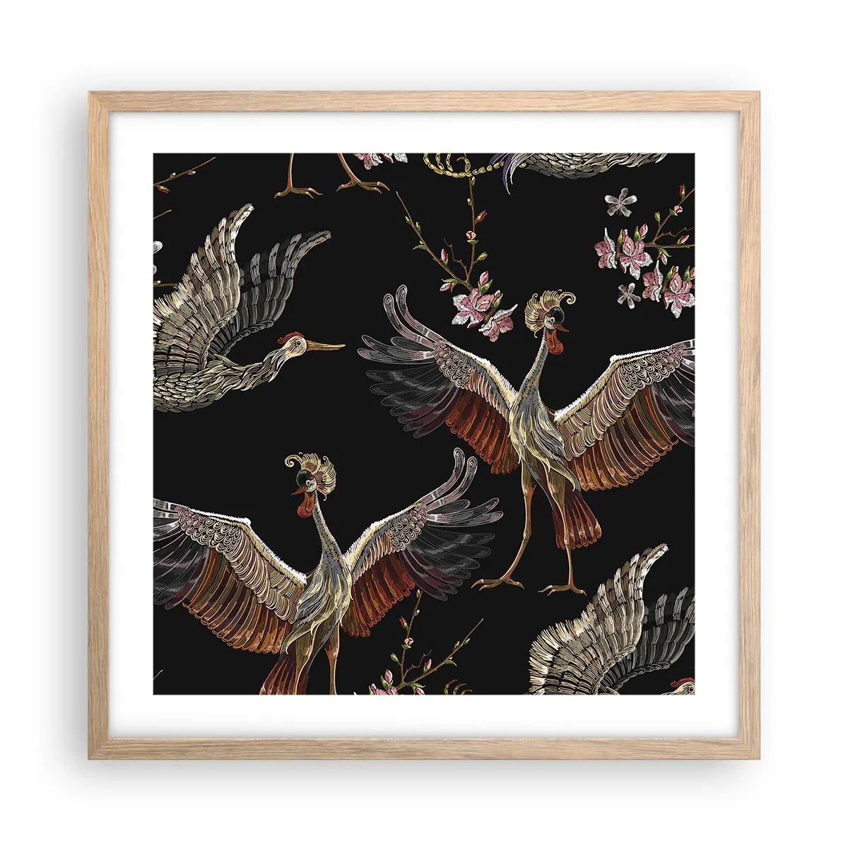 Poster in einem Rahmen aus heller Eiche - Märchenvogel - 50x50 cm