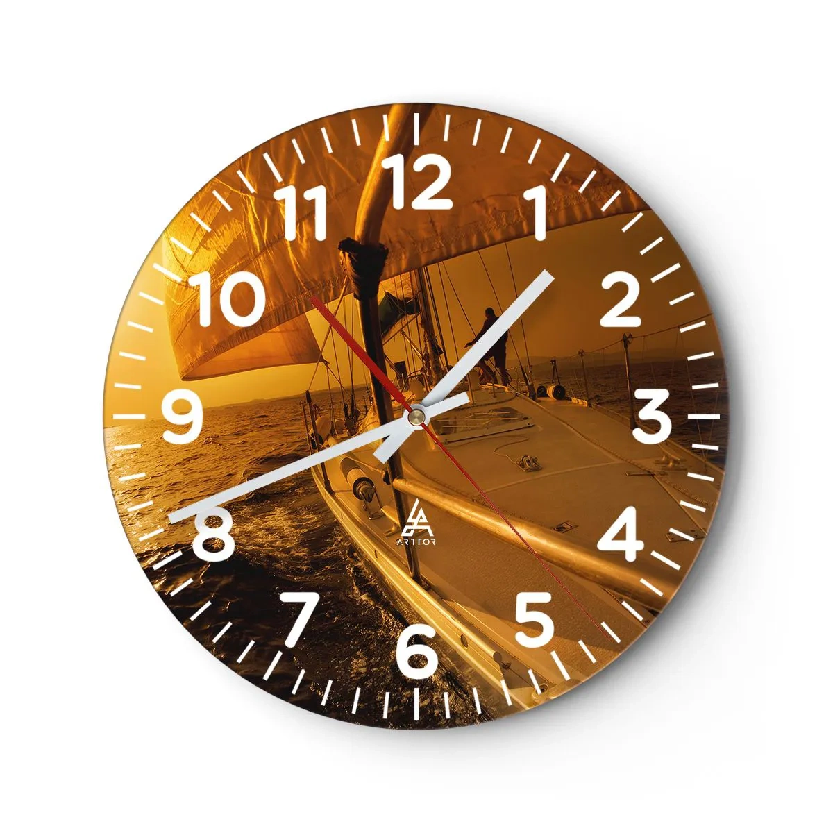Wanduhr - Glasuhr - Ein goldener Abend nach einem bunten Tag - 40x40 cm