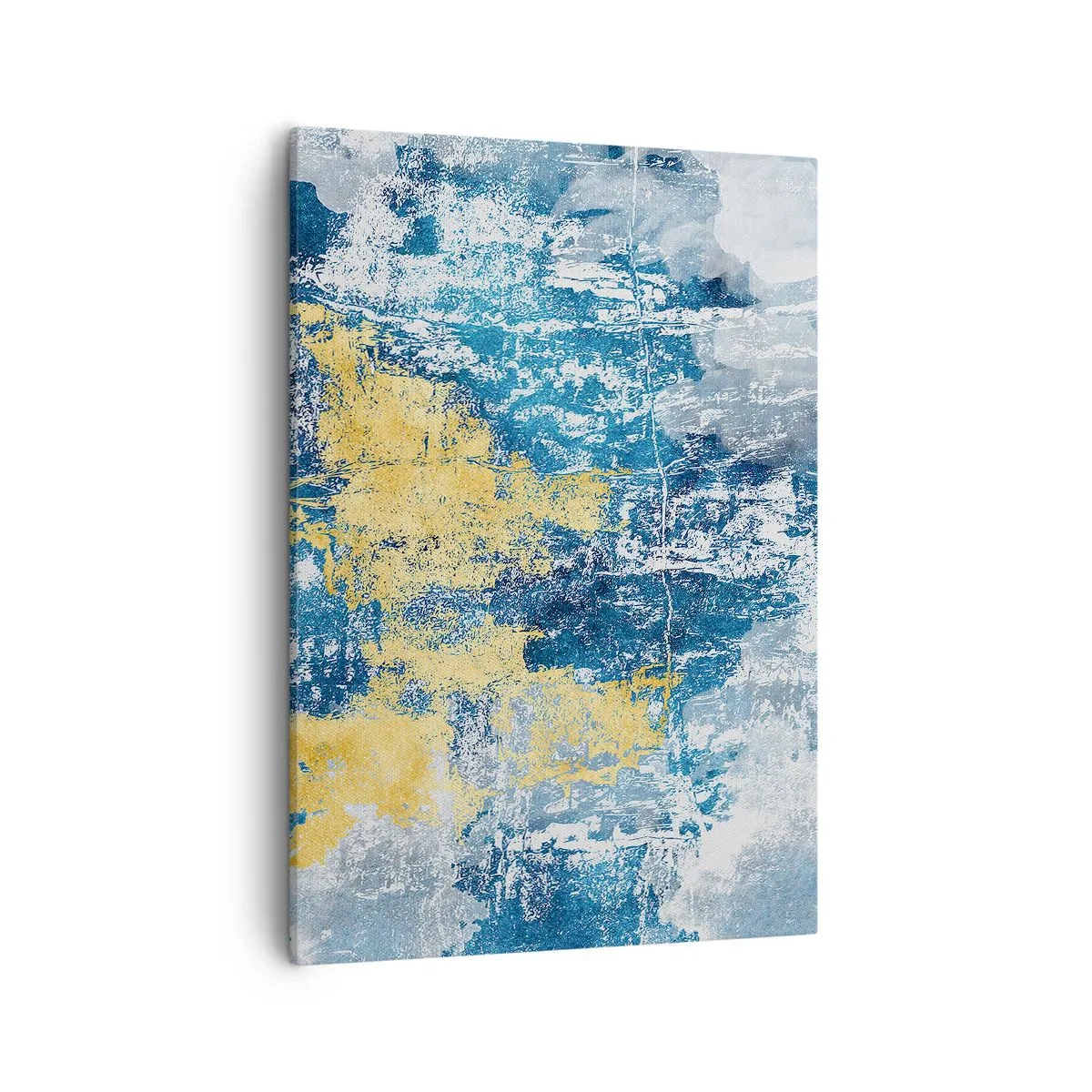 Bild auf Leinwand - Leinwandbild - Abstraktion in Blau- und Gelbtönen - 50x70cm - Abstraktion voller Wetter - Moderne Wanddekoration für Wohnzimmer und Schlafzimmer ARTTOR