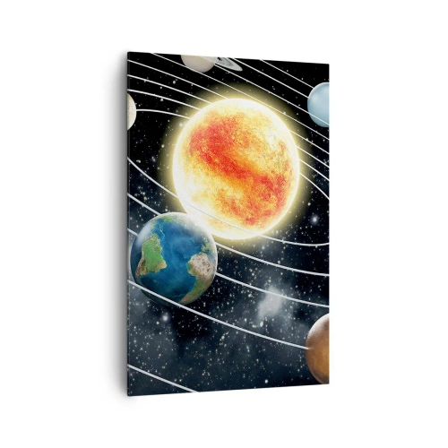 Bild auf Leinwand - Leinwandbild - Sonnensystem mit Planeten und Sonne im Weltraum - 80x120cm - Kosmischer Tanz - Moderne Wanddekoration für Wohnzimmer und Schlafzimmer ARTTOR