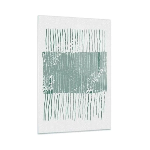 Glasbild - Bild auf glas - Geometrisches Muster in Meeresgrün- und Weißtönen - 70x100cm - Marine Abstraktion - Moderne Wanddekoration für Wohnzimmer und Schlafzimmer ARTTOR