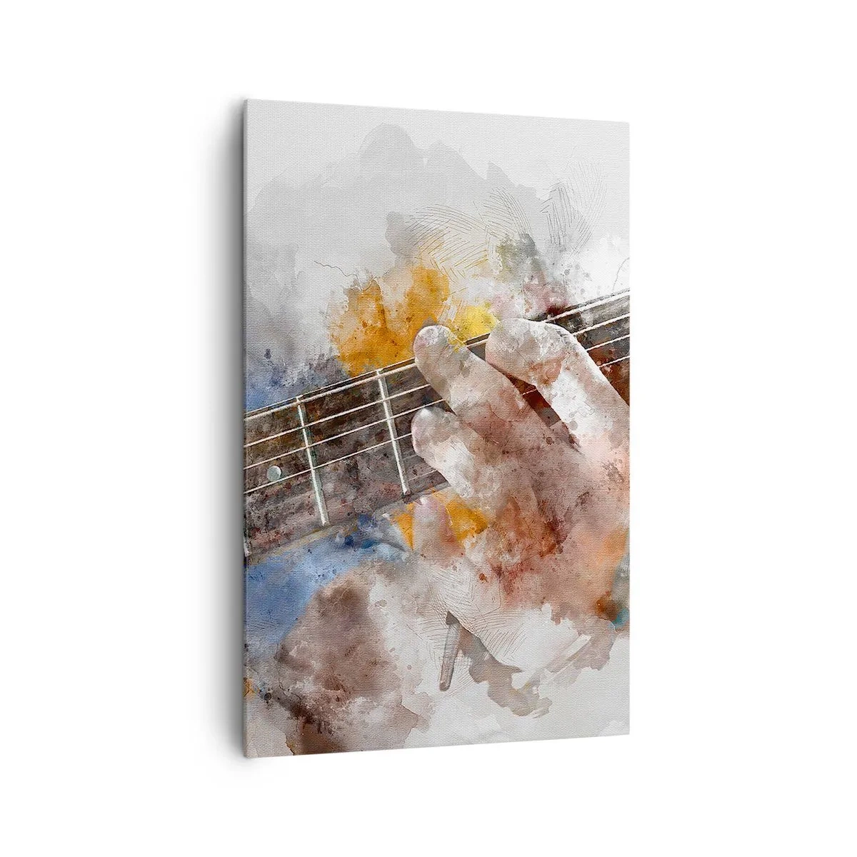 Bild auf Leinwand - Leinwandbild - Abstraktes Bild einer Hand, die Gitarre spielt - 80x120cm - Poesie zwischen den Saiten - Moderne Wanddekoration für Wohnzimmer und Schlafzimmer ARTTOR