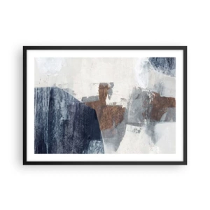 Poster in einem schwarzem Rahmen - Abstrakte Formen in Blau- und Brauntönen - 70x50cm - Blaue und braune Formen - Moderne Wanddekoration für Wohnzimmer und Schlafzimmer ARTTOR