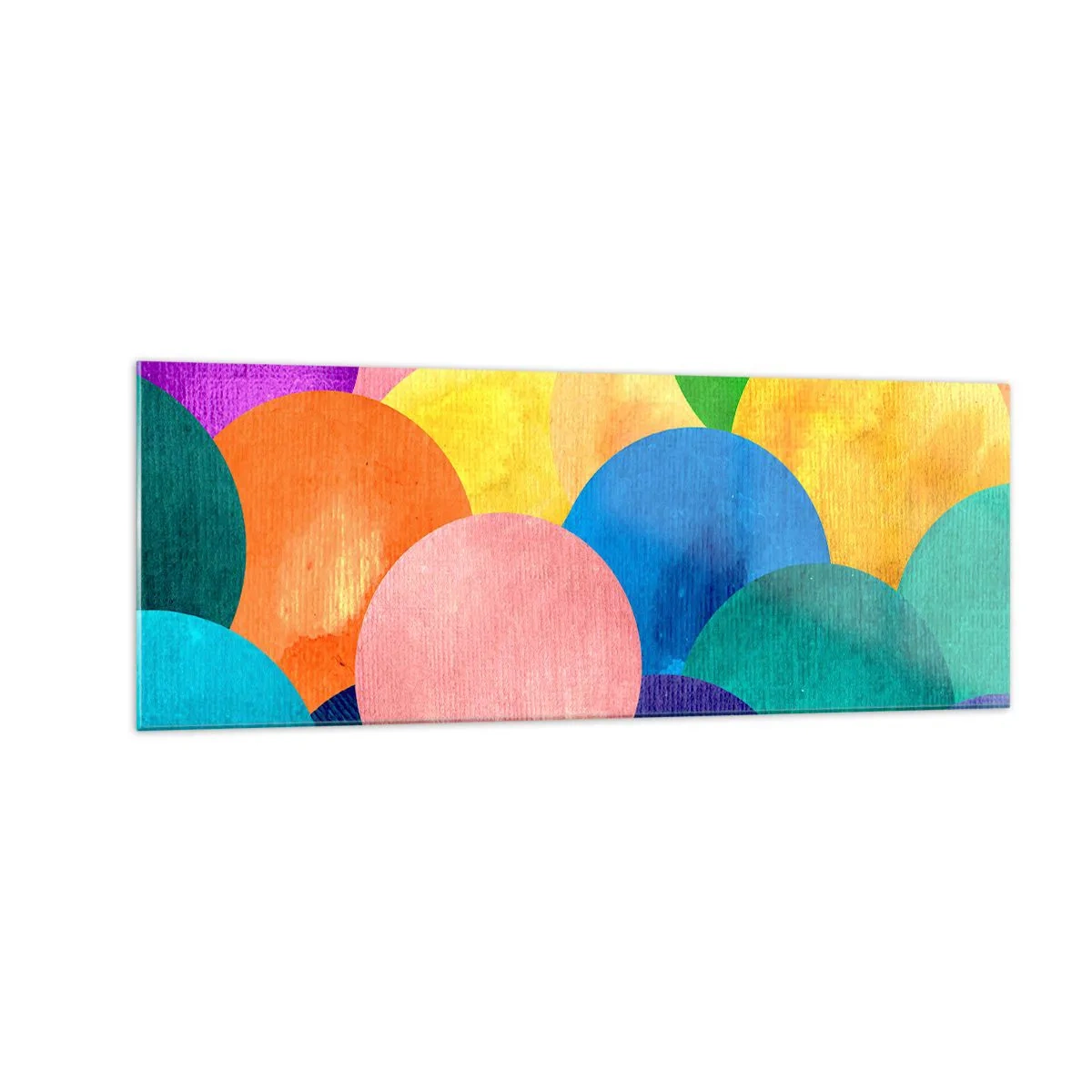 Glasbild - Bild auf glas - Bunte Kreise im Aquarellstil - 140x50cm - Die ursprüngliche Fülle des Lebens - Moderne Wanddekoration für Wohnzimmer und Schlafzimmer ARTTOR