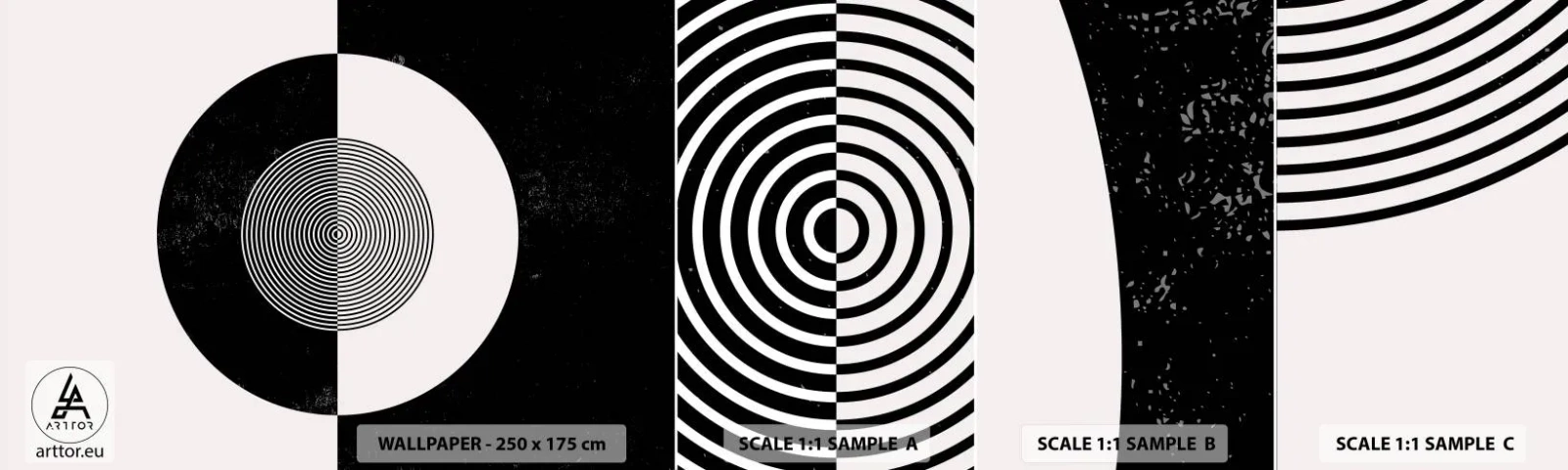 Fototapeten Muster Selbstklebend Deluxe Sticker - Harmonie in Schwarz und Weiß - Abstraktion, Stück, Schwarz und weiß - 100x30 cm