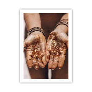 Poster - Hände mit glänzendem Glitzer - 50x70cm - Ein Geschenk für dich - Moderne Wanddekoration für Wohnzimmer und Schlafzimmer ARTTOR