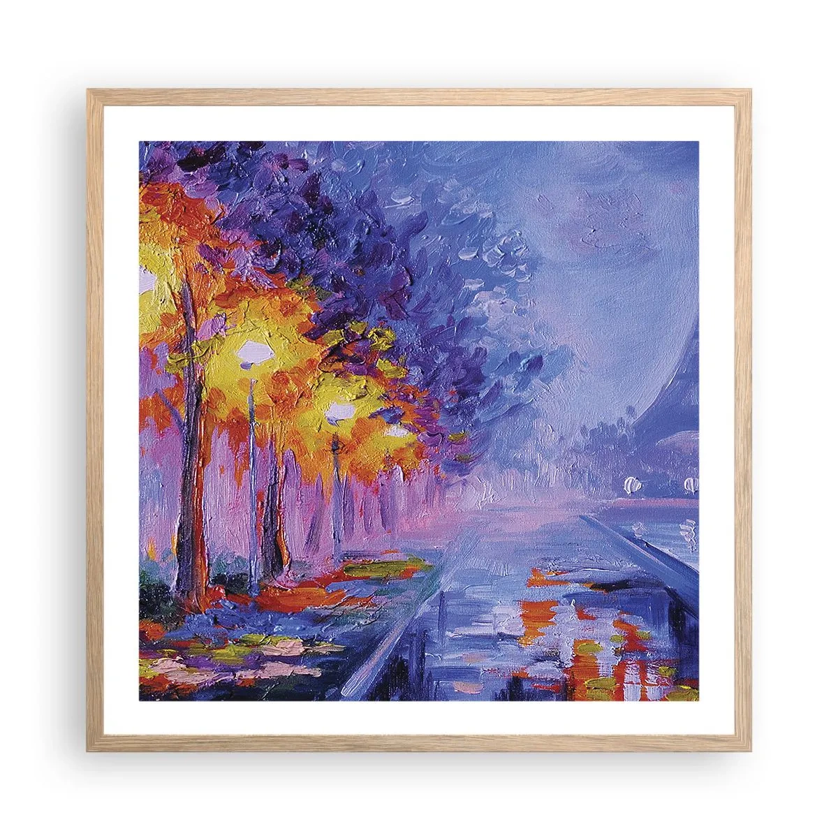 Poster in einem Rahmen aus heller Eiche - Ein Traumspaziergang - 60x60 cm