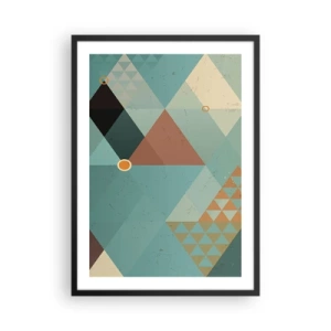 Poster in einem schwarzem Rahmen - Geometrische Komposition mit Dreiecken in Pastellfarben - 50x70cm - Einheit der Vielheit, Vielheit der Einheit - Moderne Wanddekoration für Wohnzimmer und Schlafzimmer ARTTOR