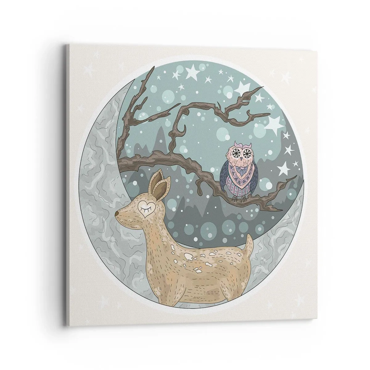 Bild auf Leinwand - Leinwandbild - Eine märchenhafte Waldnacht - 70x70 cm