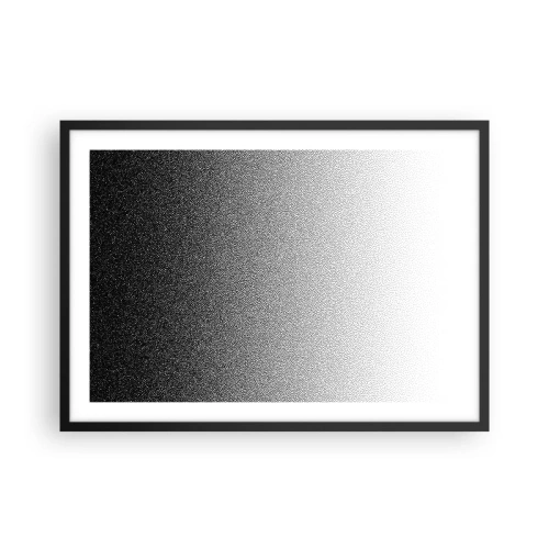 Poster in einem schwarzem Rahmen - Minimalistischer Schwarz-Weiß-Farbverlauf im Punkt - 70x50cm - Dem Licht entgegen - Moderne Wanddekoration für Wohnzimmer und Schlafzimmer ARTTOR