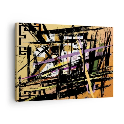 Bild auf Leinwand - Leinwandbild - Abstrakte Linien und Formen auf beigem Hintergrund - 70x50cm - Ein scharfer Schnitt - Moderne Wanddekoration für Wohnzimmer und Schlafzimmer ARTTOR