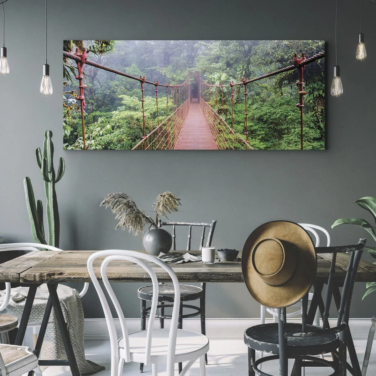 Bild auf Leinwand - Leinwandbild - Über den Kronen aufgehängt - 100x40 cm
