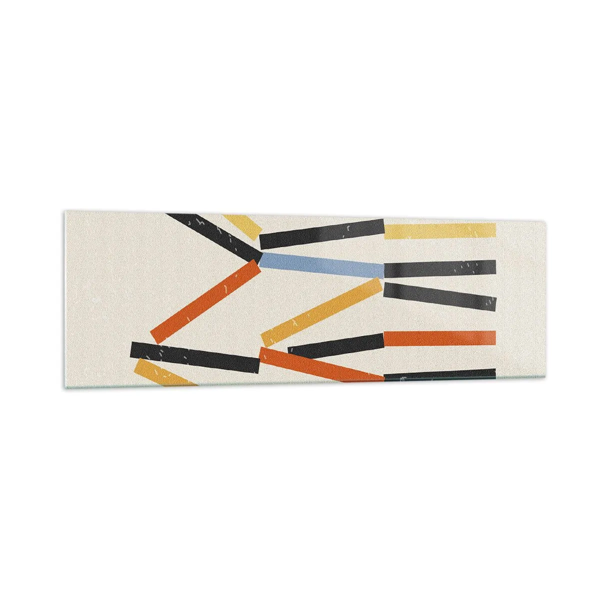 Glasbild - Bild auf glas - Abstrakte Komposition mit farbigen und schwarzen Rechtecken in horizontaler Anordnung - 160x50cm - Komposition auf der Ebene - Moderne Wanddekoration für Wohnzimmer und Schlafzimmer ARTTOR