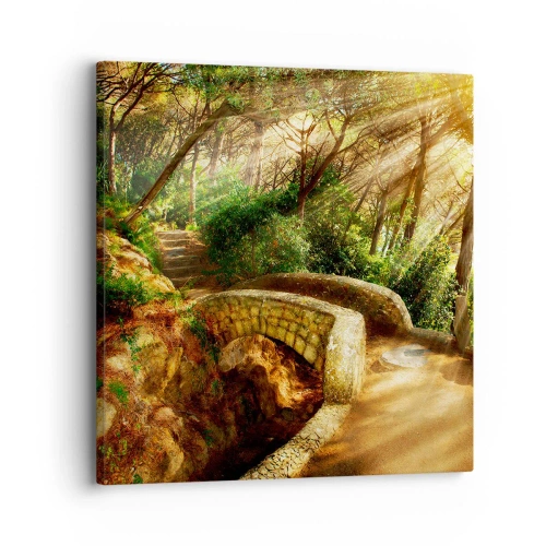 Bild auf Leinwand - Leinwandbild - Direkt von der Brücke in den Märchenwald - 30x30 cm