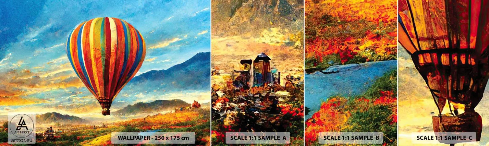 Fototapeten Muster Selbstklebend Deluxe Sticker - In der Stille sieht man mehr - Ballon, Landschaft, Natur - 100x30 cm