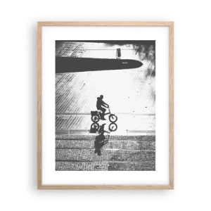 Poster in einem Rahmen aus heller Eiche - Vor sich hin durch die Stadt - 40x50 cm