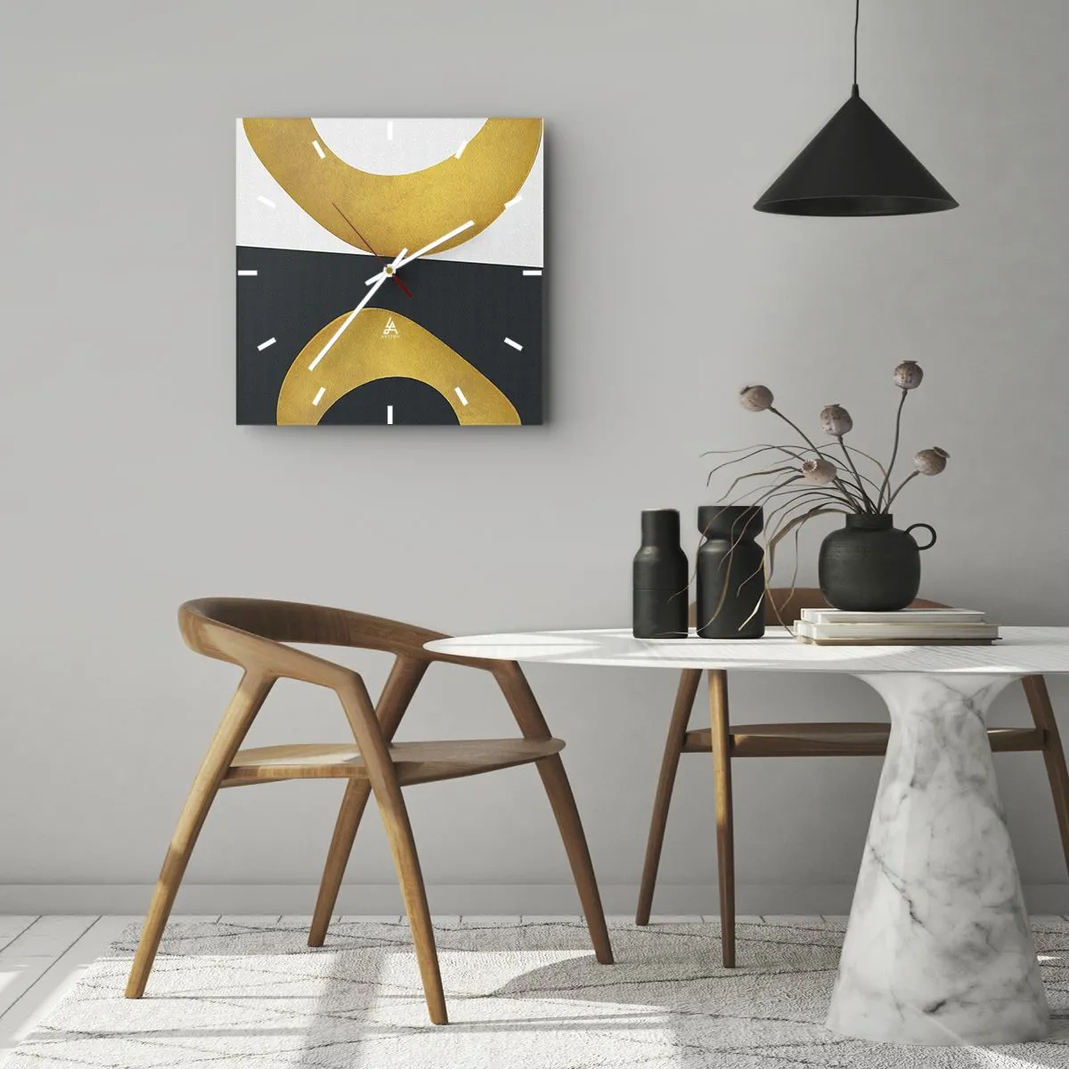 Wanduhr - Glasuhr - Erstens: Gold - 40x40 cm