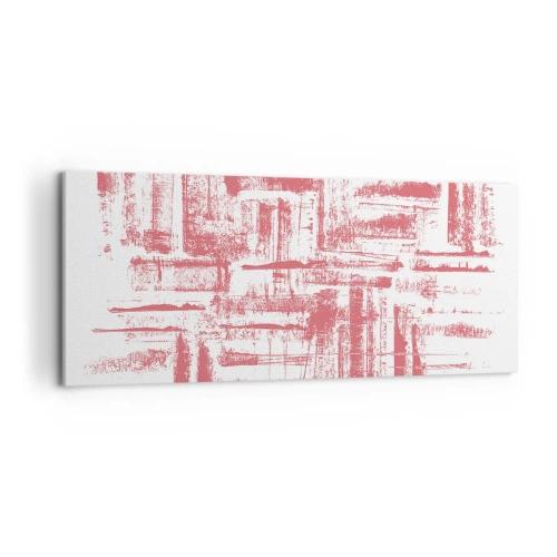 Bild auf Leinwand - Leinwandbild - Abstrakte rosa Texturen auf weißem Hintergrund - 120x50cm - Die rote Stadt - Moderne Wanddekoration für Wohnzimmer und Schlafzimmer ARTTOR