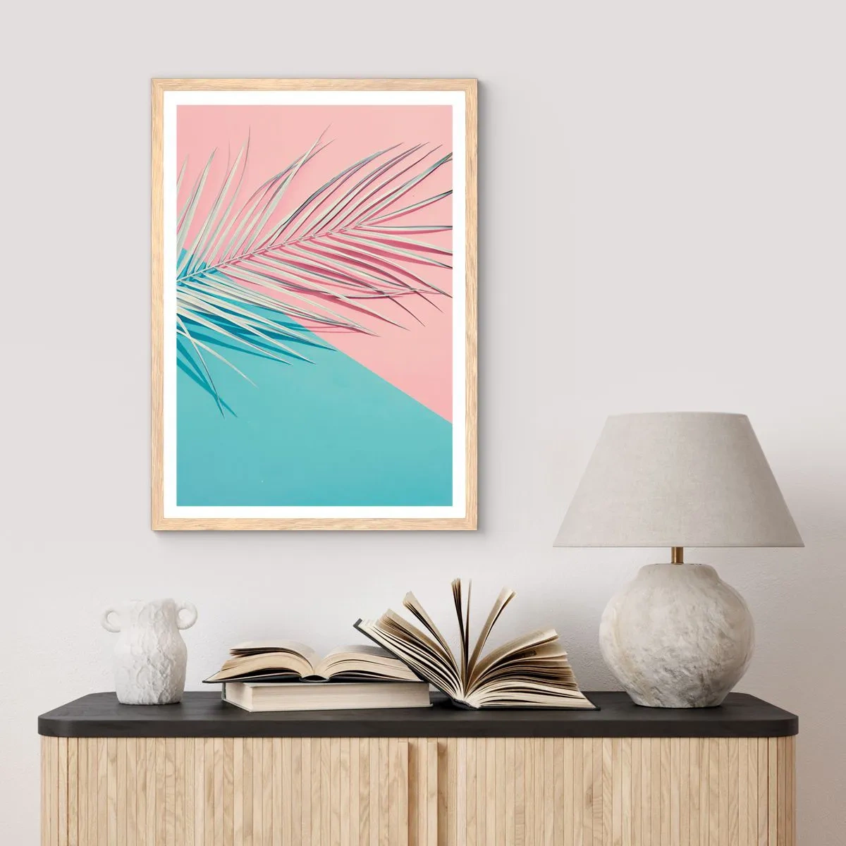 Poster in einem Rahmen aus heller Eiche - Tropischer Eindruck - 70x100 cm