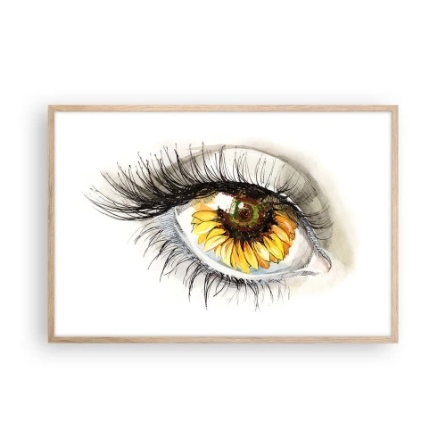 Poster in einem Rahmen aus heller Eiche - Ein Look so heiß wie der Sommer - 91x61 cm