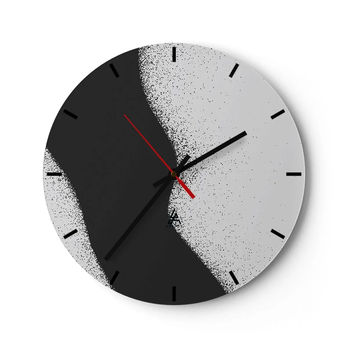 Wanduhr - Glasuhr - Schwarz-Weiß-Abstraktion mit sanften Übergängen und körnigem Effekt - 30x30cm - Flüssiges Gleichgewicht - Moderne Wanddekoration für Wohnzimmer, Küche und Schlafzimmer ARTTOR