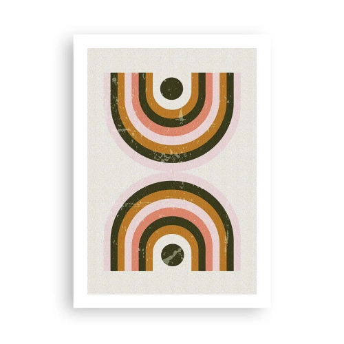 Poster - Geometrische Komposition im Retro-Stil - 50x70cm - Zwillingsabstraktion - Moderne Wanddekoration für Wohnzimmer und Schlafzimmer ARTTOR