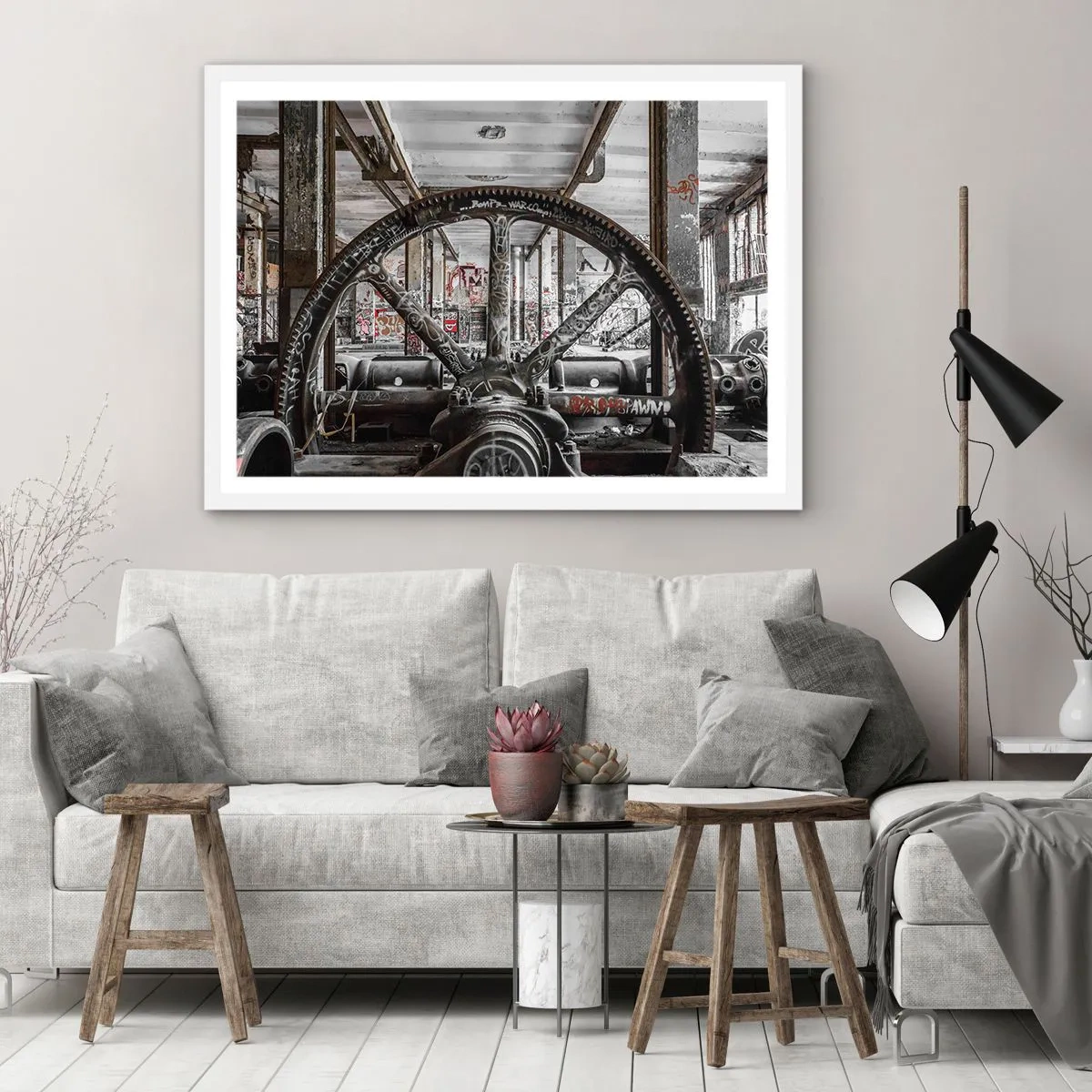 Poster in einem weißen Rahmen - Das geheime Leben der Fabrik - 100x70 cm