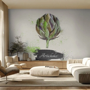 Fototapete Premium Canvas - Eviva-Gemüse! - Artischocke, Küche, Aquarell - 250x175 cm
