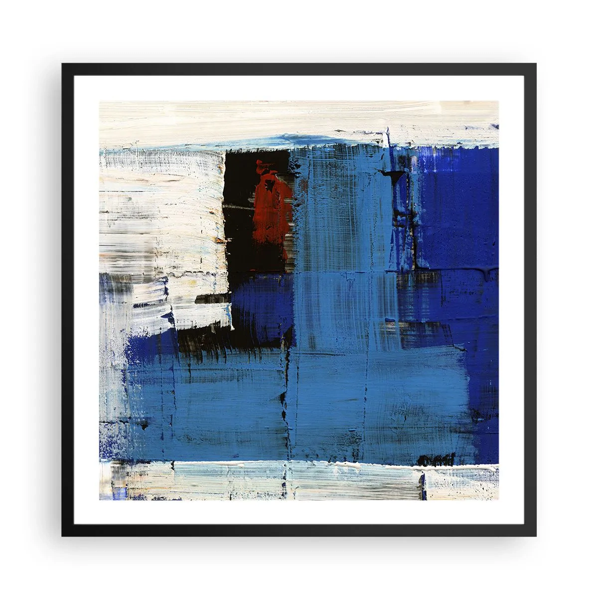 Poster in einem schwarzem Rahmen - Geheimnis ist blau - 60x60 cm