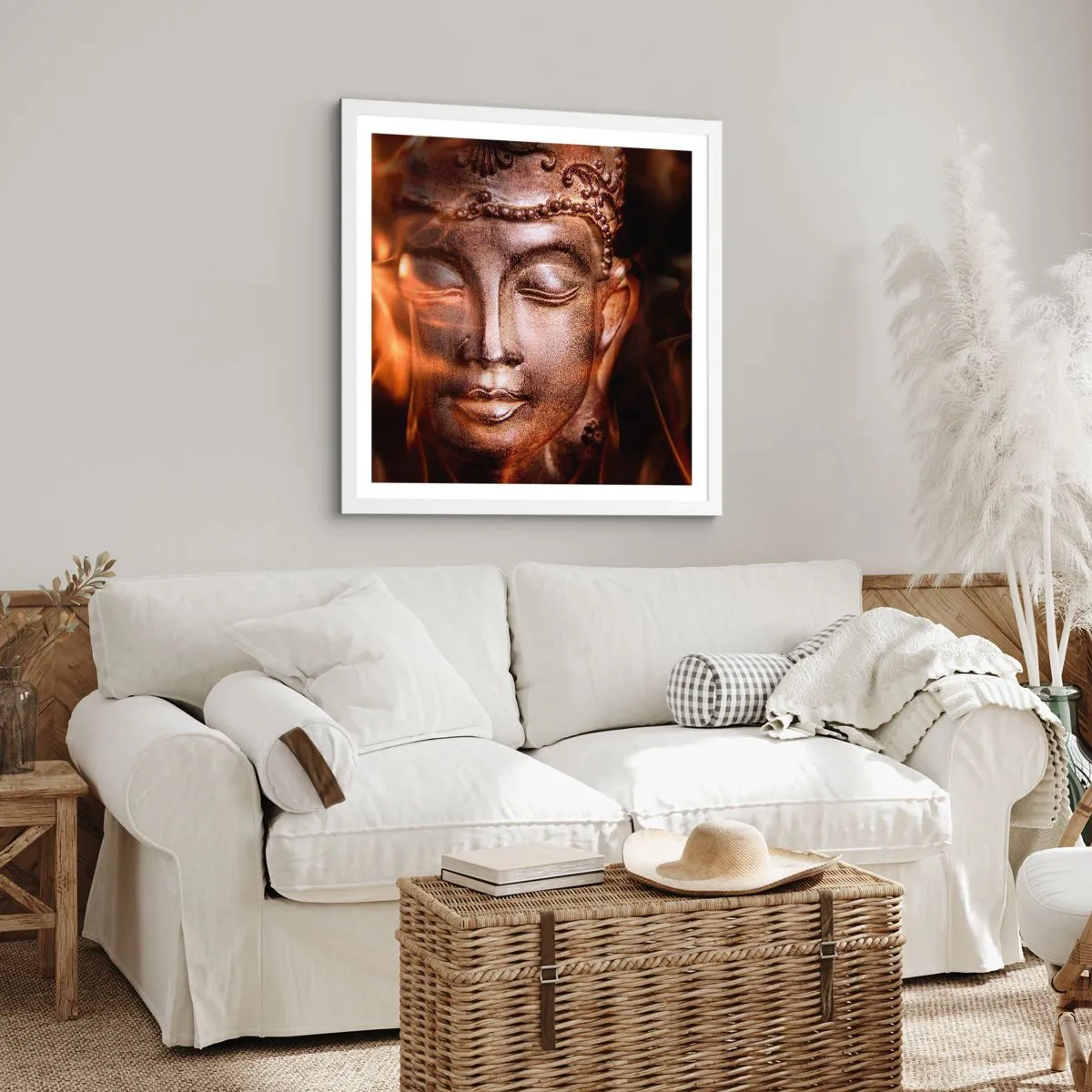 Poster in einem weißen Rahmen - Es existiert nur hier und jetzt - 30x30 cm