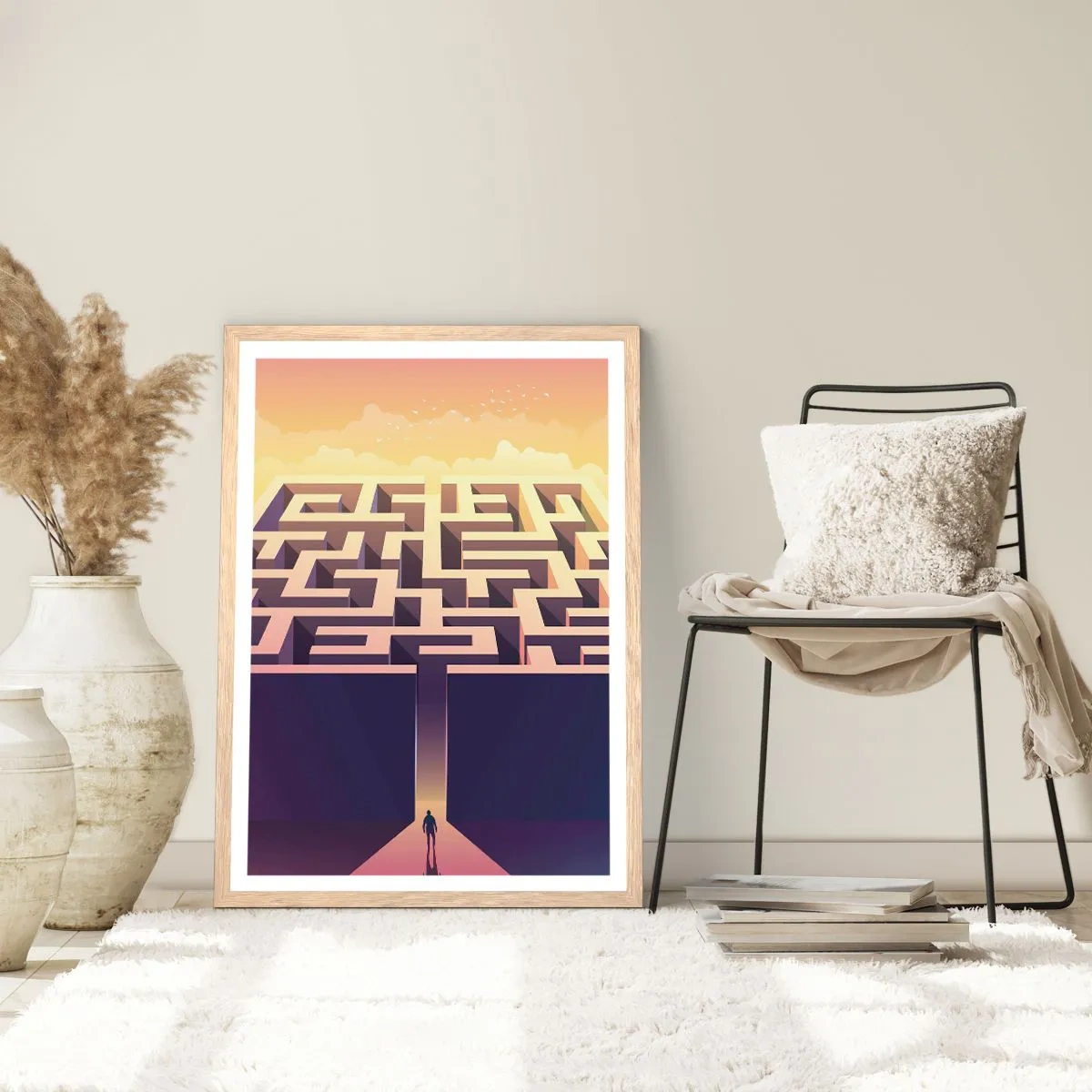 Poster in einem Rahmen aus heller Eiche - Entscheidungszeit - 70x100 cm