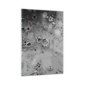 Glasbild - Bild auf glas - Ein abstraktes Muster in Grautönen, das der Oberfläche des Mondes ähnelt. - 50x70cm - Wie eine Mondlandschaft - Moderne Wanddekoration für Wohnzimmer und Schlafzimmer ARTTOR