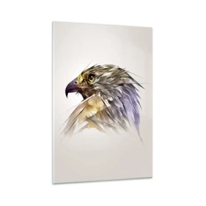 Glasbild - Bild auf glas - Künstlerisches Porträt eines Adlers in Pastelltönen - 80x120cm - Porträt eines Kriegers - Moderne Wanddekoration für Wohnzimmer und Schlafzimmer ARTTOR