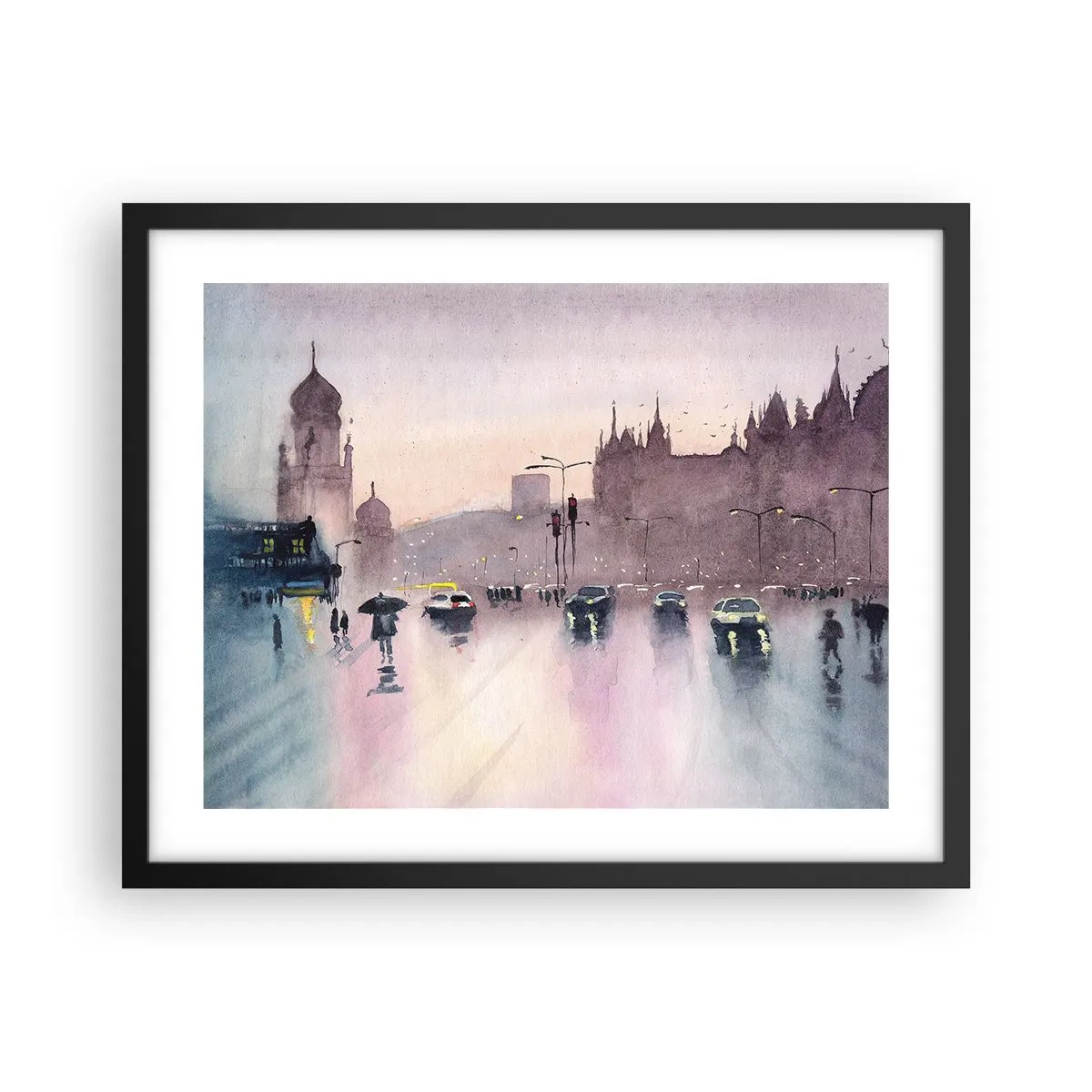 Poster in einem schwarzem Rahmen - Im regnerischen Dunst - 50x40 cm