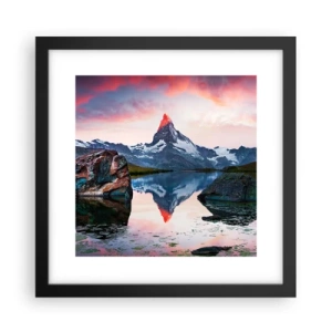 Poster in einem schwarzem Rahmen - Das Herz der Berge ist heiß - 30x30 cm