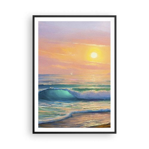 Poster in einem schwarzem Rahmen - Ein türkisfarbenes Lied der Wellen - 70x100 cm