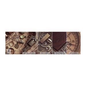 Fototapeten Muster Premium Canvas - Das Abenteuer ruft - Weltkarte, Kompass, Revolver - 100x30 cm