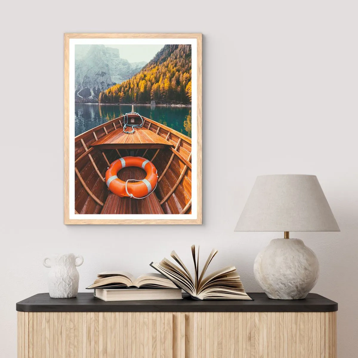 Poster in einem Rahmen aus heller Eiche - Bergreise - 70x100 cm