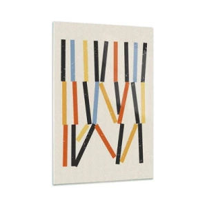 Glasbild - Bild auf glas - Abstrakte Komposition mit farbigen und schwarzen Rechtecken in horizontaler Anordnung - 70x100cm - Komposition auf der Ebene - Moderne Wanddekoration für Wohnzimmer und Schlafzimmer ARTTOR