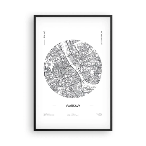 Poster in einem schwarzem Rahmen - Anatomie von Warschau - 61x91 cm