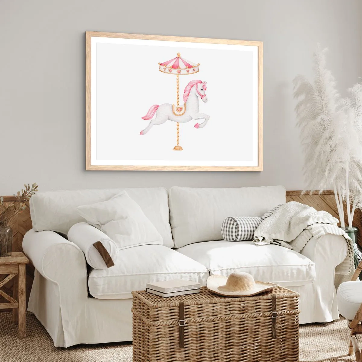 Poster in einem Rahmen aus heller Eiche - Er legte los - 40x30 cm