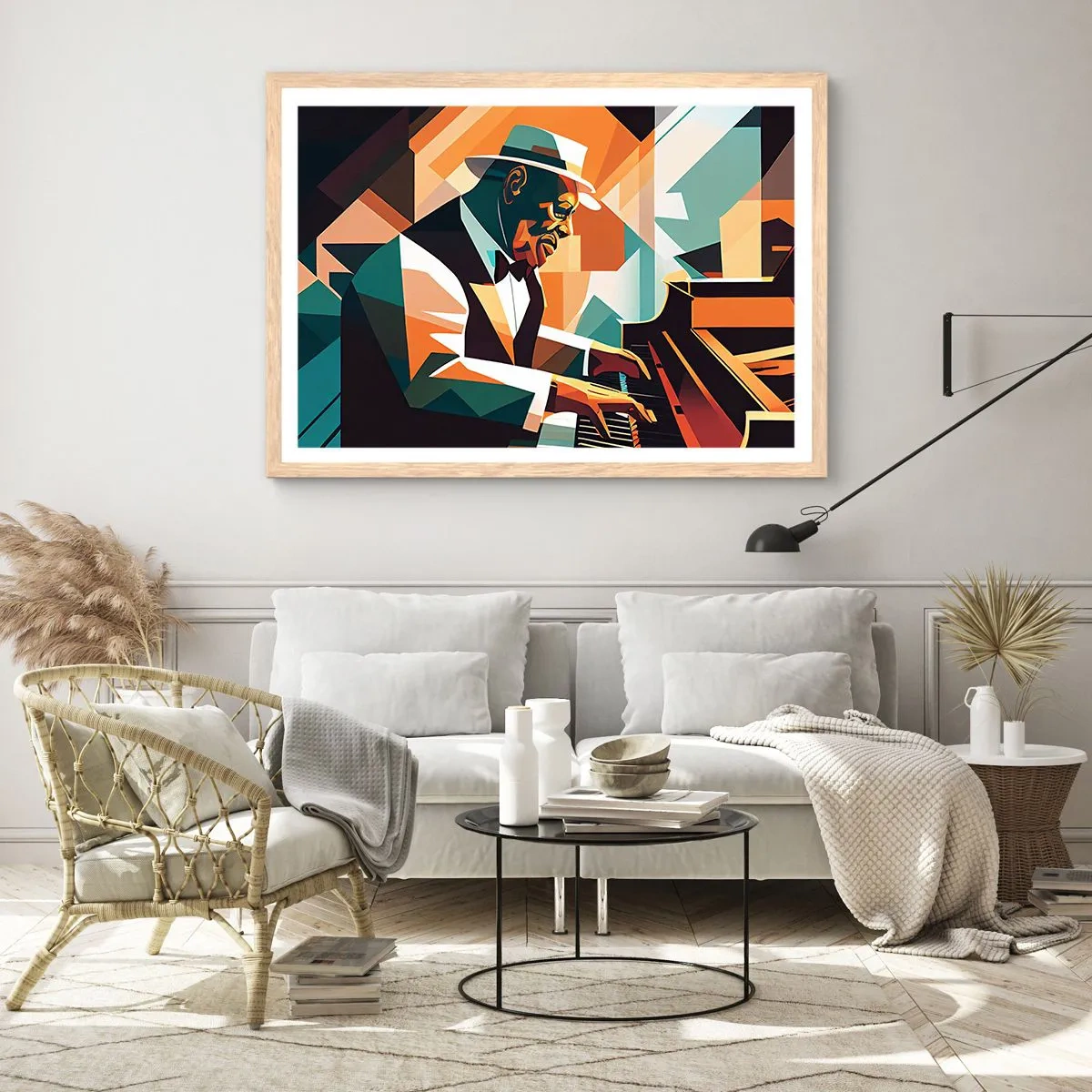 Poster in einem Rahmen aus heller Eiche - Alles vom Jazz - 100x70 cm