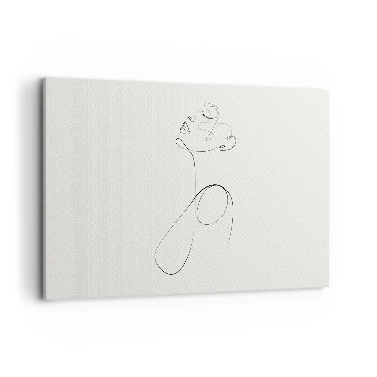 Bild auf Leinwand - Leinwandbild - Minimalistische Strichzeichnung Gesichtsskizze auf weißem Hintergrund - 120x80cm - Versunken in Träumen - Moderne Wanddekoration für Wohnzimmer und Schlafzimmer ARTTOR