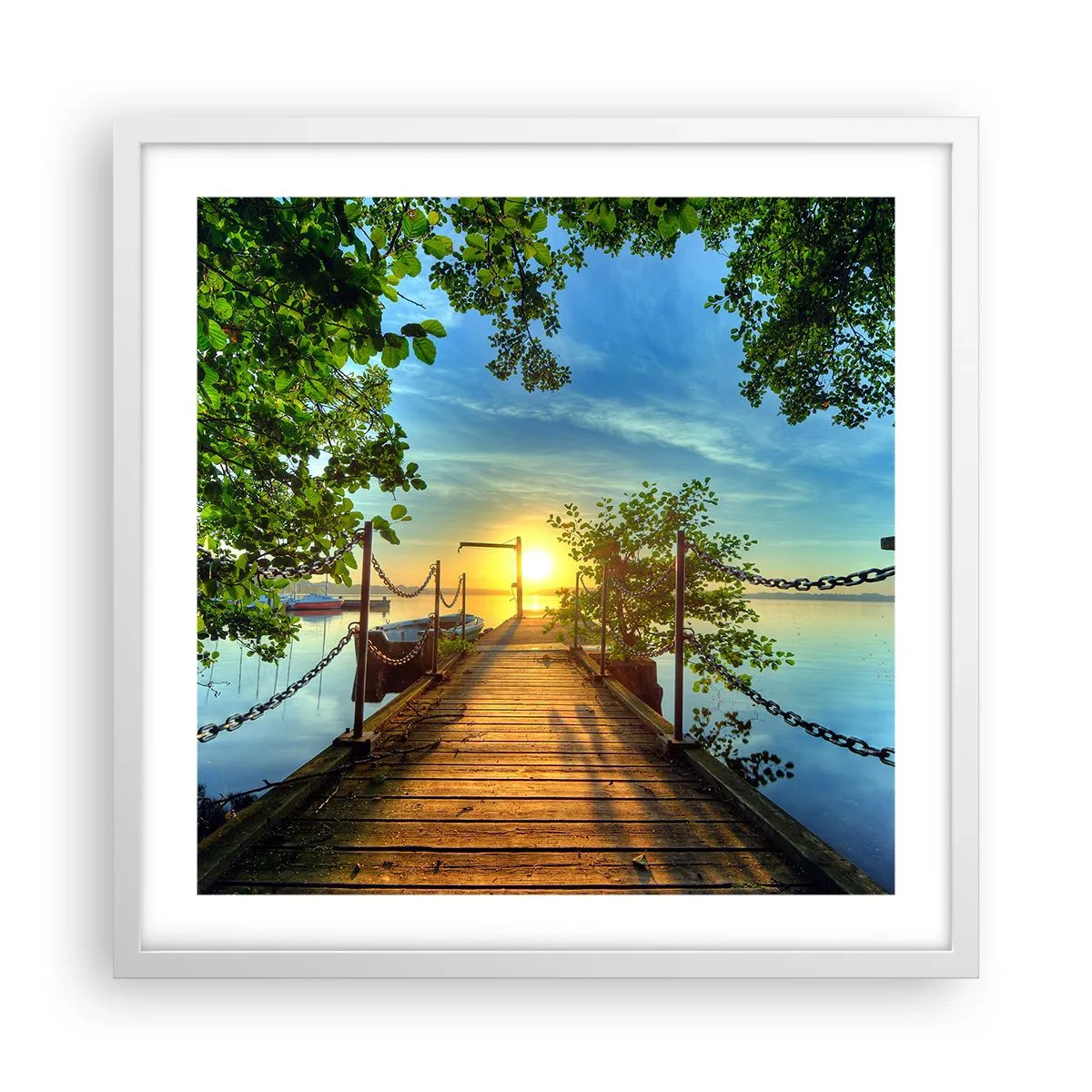 Poster in einem weißen Rahmen - Westen auf dem Wasser - 50x50 cm